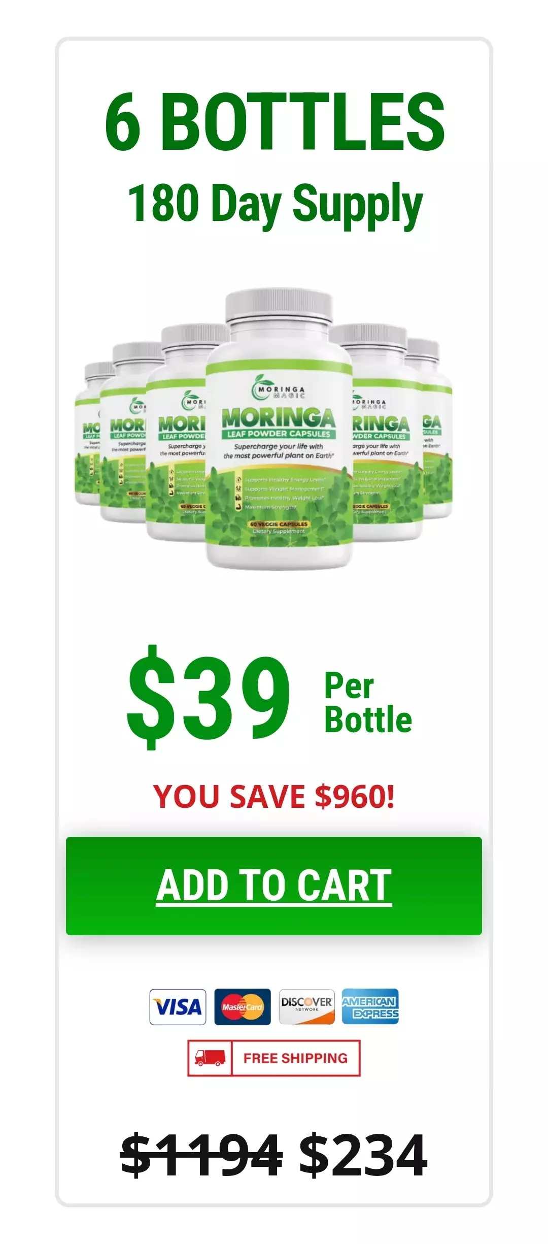 Moringa Magic™ 6 bottles pricing